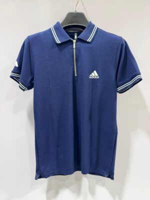 Men's Cotton Zipper Polo T-Shirt – Casual Half Sleeve Tee
