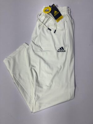 Adidas White Trousers – Sleek Dri-FIT Athletic Pants with 3-Stripes