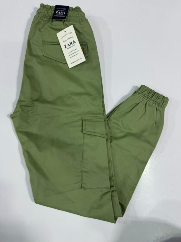 Branded Olive Green Cargo Trousers – Utility Streetwear with Rugged Functionality